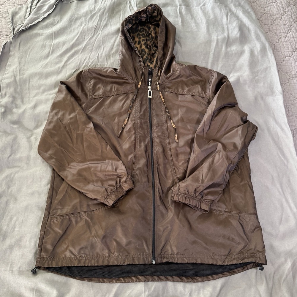 Activology Brown Size 1X Zip Up Windbreaker Hooded Jacket